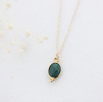 Gold Oval Dotted Gemstone Pendant Necklace, 2 of 11