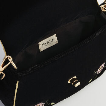 Rose Embroidered Black Clutch, 9 of 9