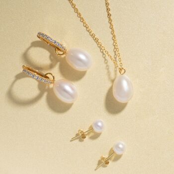 Large Pearl Pendant Necklace In Sterling Silver And Gold Vermeil, 10 of 11