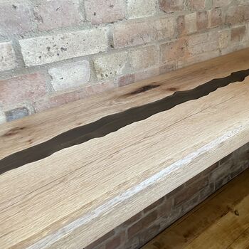 Oak Resin River Console Table With Hairpin Legs, 9 of 12