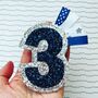 Navy And Silver Glitter Number Badge, thumbnail 1 of 3
