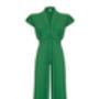 Vintage Style Crepe Jumpsuit In Montecarlo Green, thumbnail 2 of 3