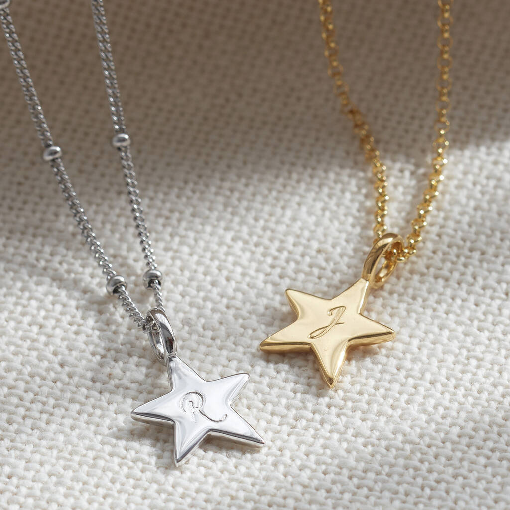 Initial Large Star Necklace In Silver Or Gold Vermeil By Muru ...