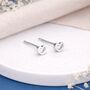 Sterling Silver Cut Out Micro Heart Stud Earrings – 4mm, thumbnail 1 of 8