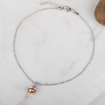 Rose Gold Charm And Solid Silver Anklet, 4 of 5