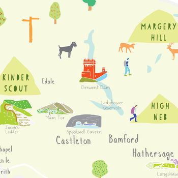 Map Of Peak District National Park Art Print, 5 of 6