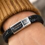 Men's Personalised Leather Plait Bracelet With Message, thumbnail 2 of 8