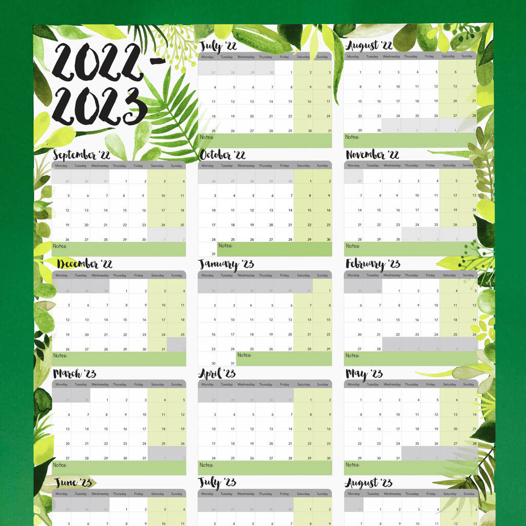 Giant 2022 To 2023 Academic Botanical Wall Planner, 1 of 8