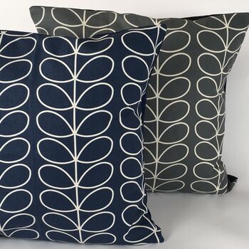 Orla Keily Blue Linear Stem Cushion Cover, 6 of 6