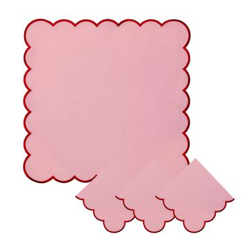 Cotton Napkins With Scallop Pink/Red • Set Of Four, 2 of 2