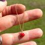 Sweet Heart Teeny Enamel Charm Delicate Chain Necklace, thumbnail 2 of 5