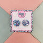 Sea Shell Glitter Resin Stud Earrings Pink, Blue And Coral, thumbnail 5 of 12