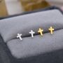 Sterling Silver Tiny Cross Stud Earrings, thumbnail 7 of 12