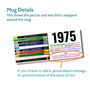 Personalised 50th Birthday Gift Mug Of 1975 Music, thumbnail 3 of 12