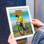 Personalised Cyclist Cartoon Print For Him Or Her, thumbnail 7 of 7