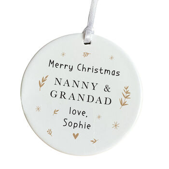 Personalised Merry Christmas Nanny And Grandad Ornament, 6 of 7