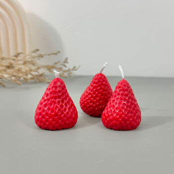 Set Of Four Strawberry Tealight Candles Food Decor, 4 of 11