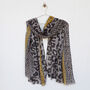 Leopard Print With Mustard Border Soft Summer Scarf, thumbnail 3 of 9