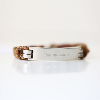Your Own Handwriting Engraved On Leather Bracelet, 3 of 9