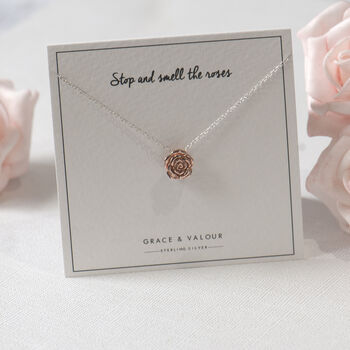 Sterling Silver English Rose Necklace, 3 of 12