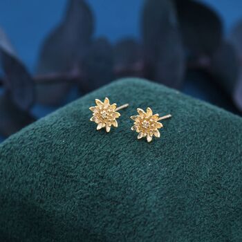 Chrysanthemum Flower Stud Earrings In Sterling Silver, 2 of 12