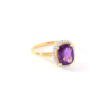 Gold Plated Cushion Cut Amethyst And Diamond Halo Ring, 4 of 6
