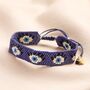 Navy Evil Eye Beaded Woven Cord Bracelet, thumbnail 1 of 2