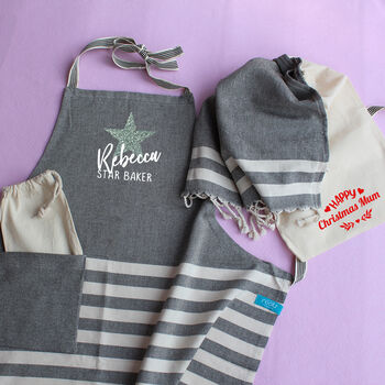 Personalised Cotton Apron Tea Towels, Gift For Her, 6 of 12