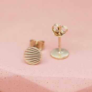 Simple Gold Studs With Art Deco Motif. Solid 9ct Gold, 5 of 9