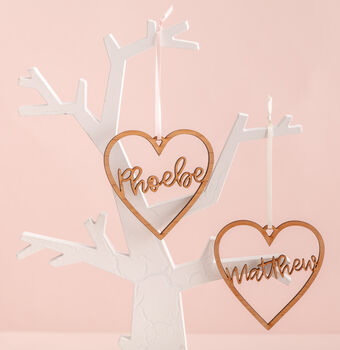 Personalised Laser Cut Wooden Heart Decoration, 2 of 2