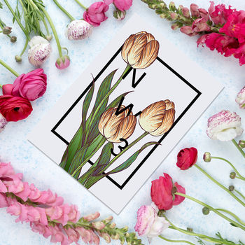 Personalised Tulips Botanical Flower Print, 3 of 8