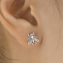 Oxidised Silver Fly Stud Earrings In Sterling Silver, thumbnail 1 of 11