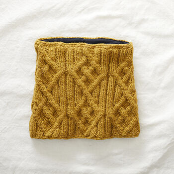 Fair Trade Cable Handknit Wool Lined Neckwarmer Scarf, 9 of 12
