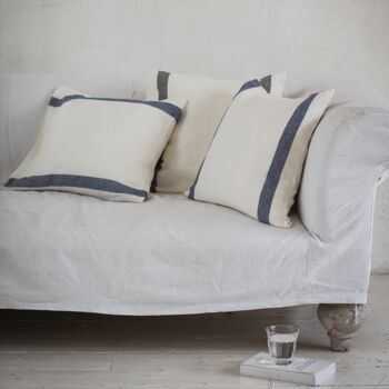 Charcoal Stripe Linen Cushion | Finest Belgian Linen, 2 of 2