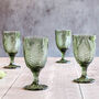 Set Of Four Vintage Embossed Coloured Wine Glasses, thumbnail 3 of 12