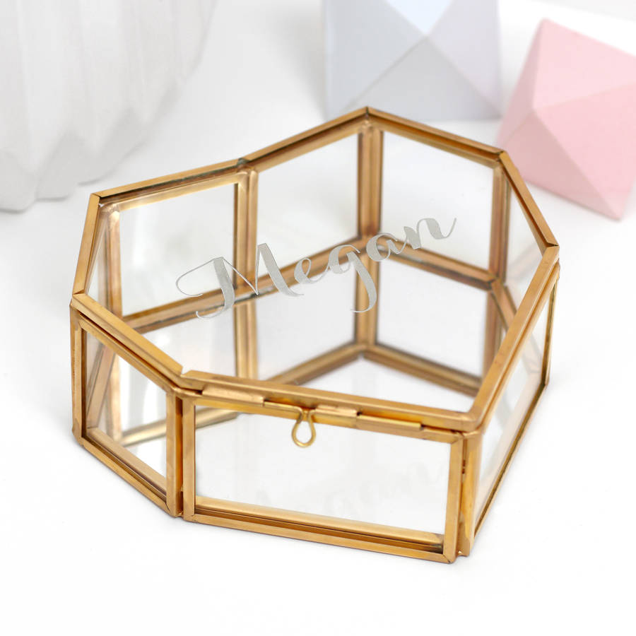 Personalised Glass Heart Jewellery Box With Name By Joanna Emily