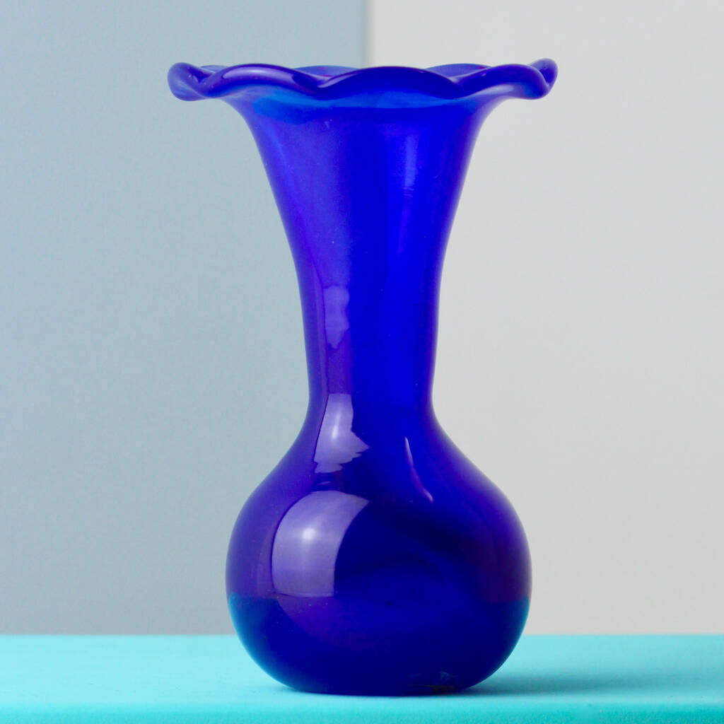 Vintage Fluted Glass Bud Vase Blue By Allumee Home