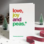Autocorrect 'Peas' Funny Christmas Card Single Or Pack, thumbnail 1 of 3