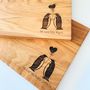 Two Penguins Personalised Oak Cutting Board, thumbnail 5 of 6