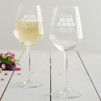 Personalised Matron Of Honour Wedding Glass, 6 of 8