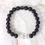 Men's Clear Quartz And Lava Bead April Birthstone Bracelet, thumbnail 6 of 10