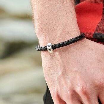 Personalised Silver And Leather Mens Traveller Bracelet, 2 of 10