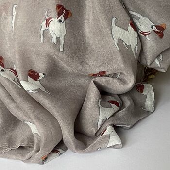Jack Russell Print Scarf In Grey, 3 of 5