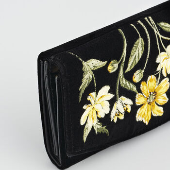 Black Botanical Velvet Embroidered Purse Large, 7 of 7