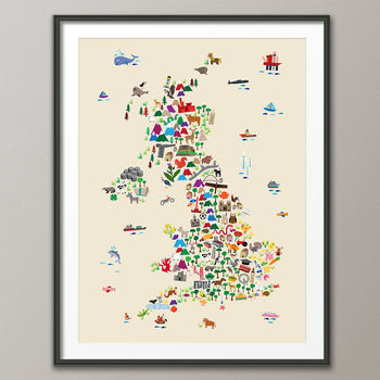 Animal Map Great Britain Childrens Print, 6 of 7