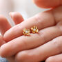 Small Flower And Pearl Stud Earrings In Gold Plating, thumbnail 1 of 5