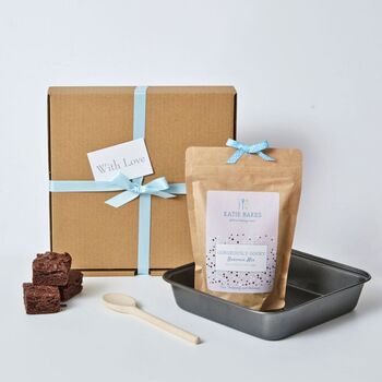 Eco Brownie Baking Kit With Baking Tin And Wooden Spoon, 7 of 8