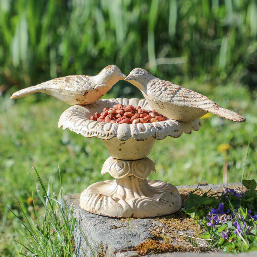 love birds cast iron free standing bird bath by dibor