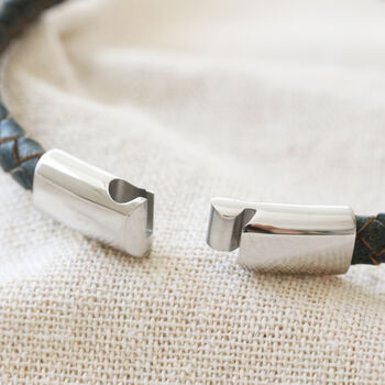 Men's Personalised Engraved Antiqued Leather Bracelet, 4 of 10