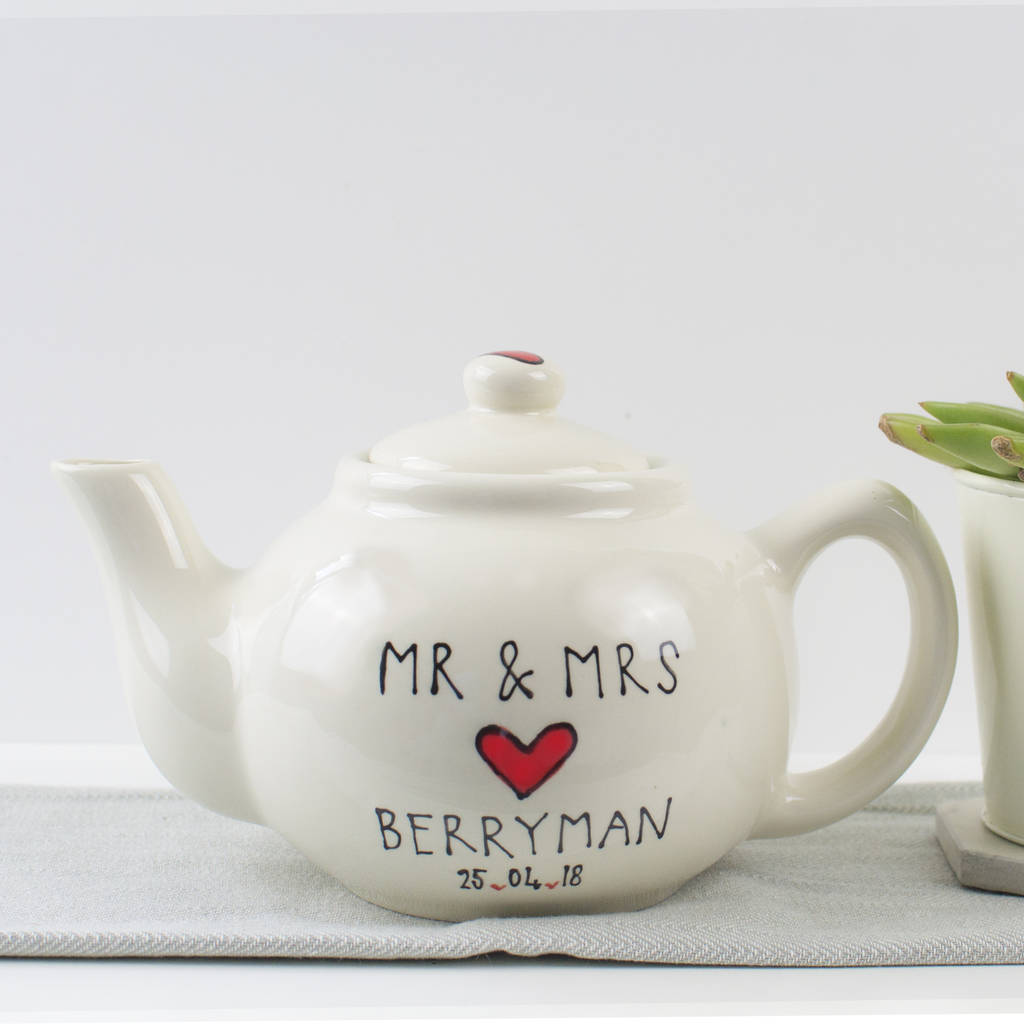 Personalised Heart Wedding Teapot By White Rain Designs